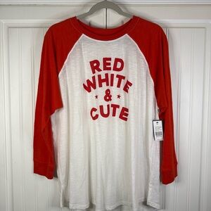 Crown & Ivy "Red White & Cute" Baseball Tee – Size XL – NWT